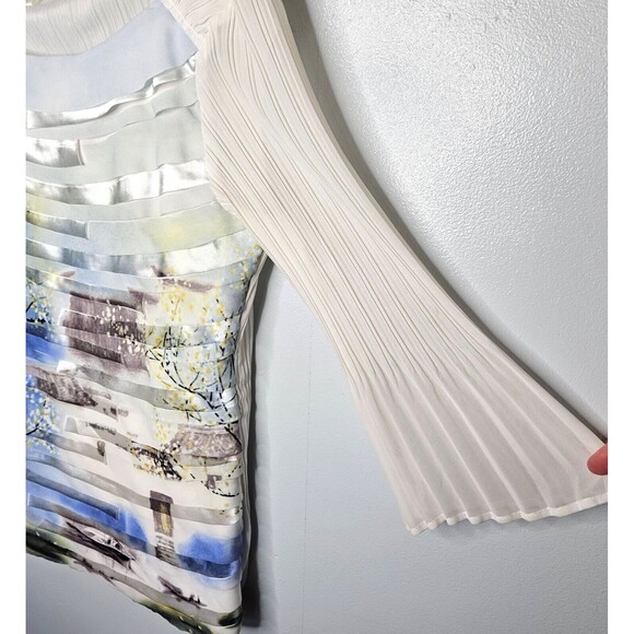 LINDI Women's Blouse Medium Accordian Pleats Textured Artistic Statement Piece - Picture 3 of 6